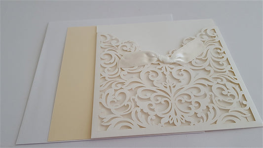 Wedding Invitation - White Arabesque Square