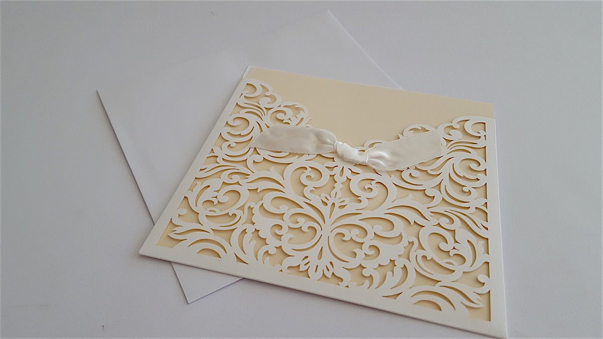 Wedding Invitation - White Arabesque Square