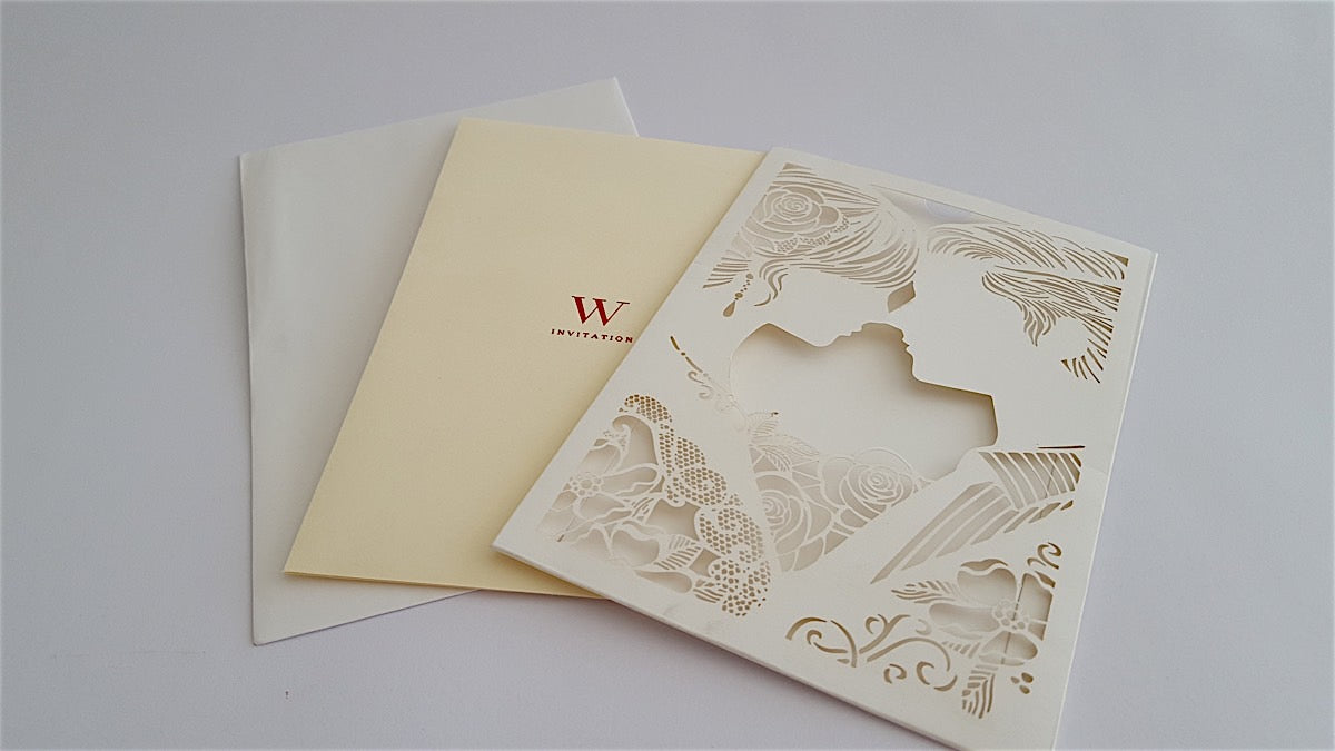 Wedding Invitation - White Man and Woman Wedding Invitation