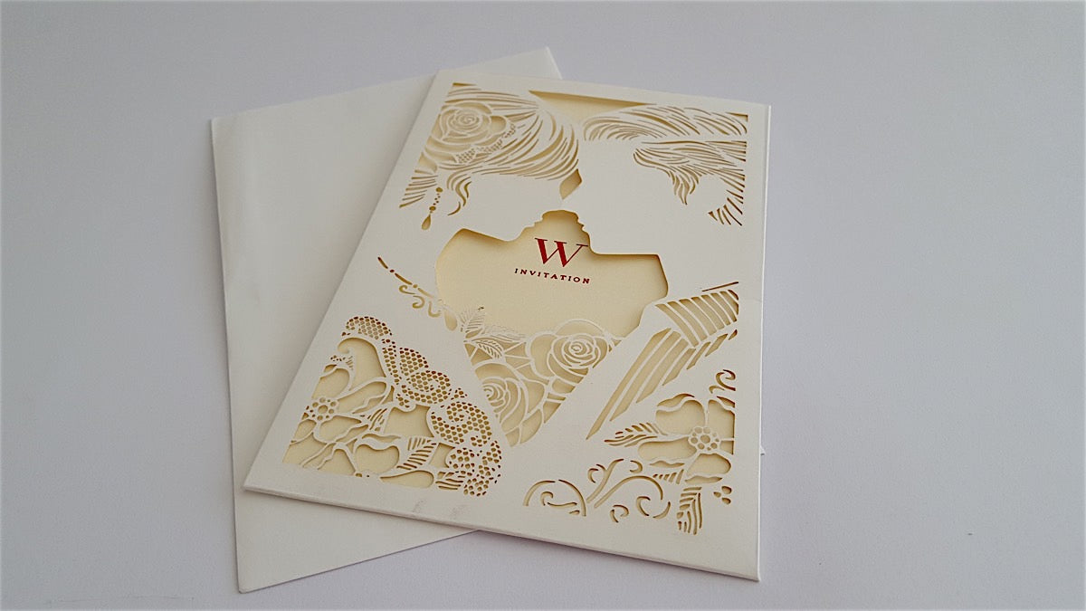 Wedding Invitation - White Man and Woman Wedding Invitation