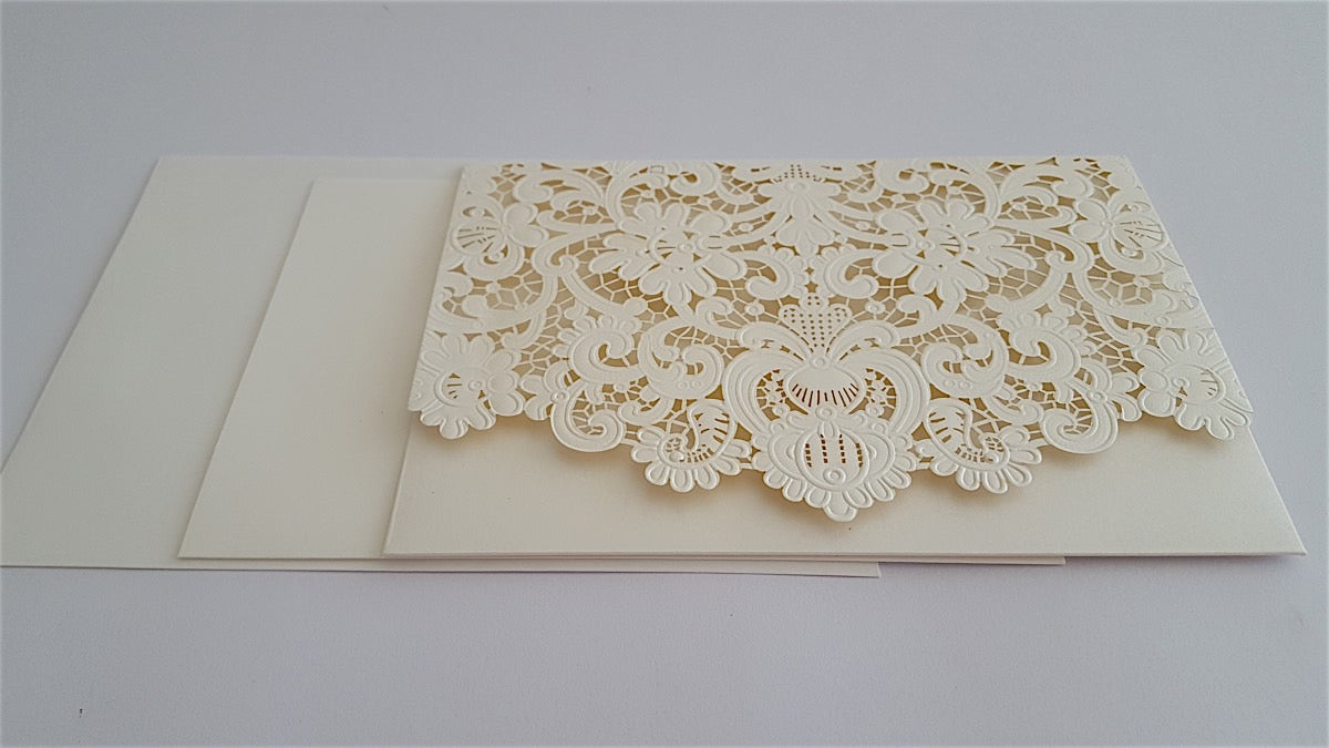 Wedding Invitation - Ivory Pearl Brocade Rectangle