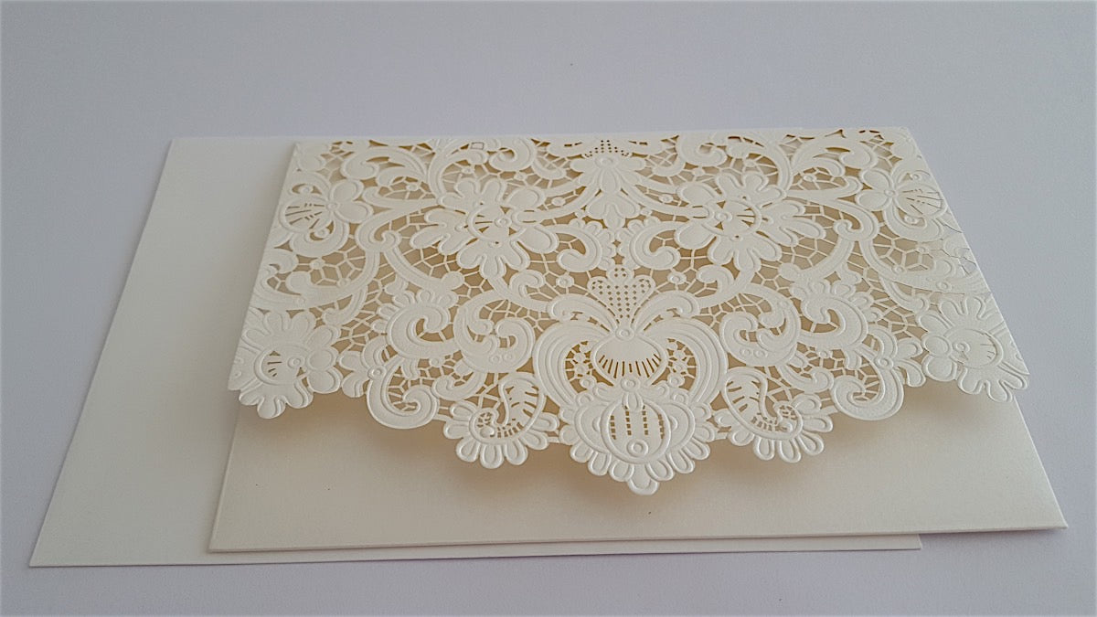 Wedding Invitation - Ivory Pearl Brocade Rectangle