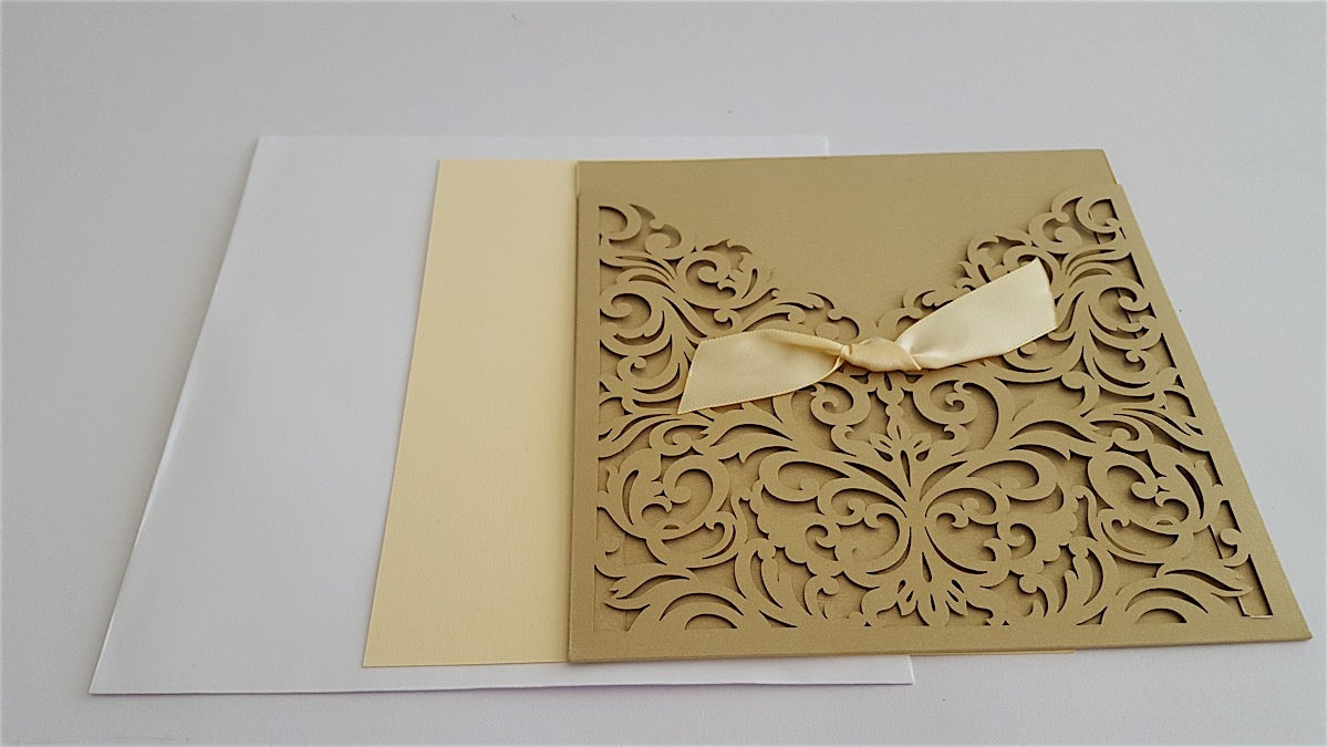 Wedding Invitation - Gold Arabesque Square