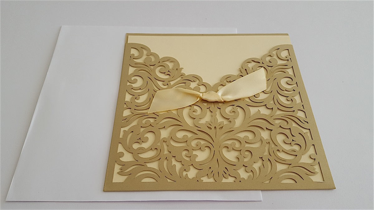 Wedding Invitation - Gold Arabesque Square