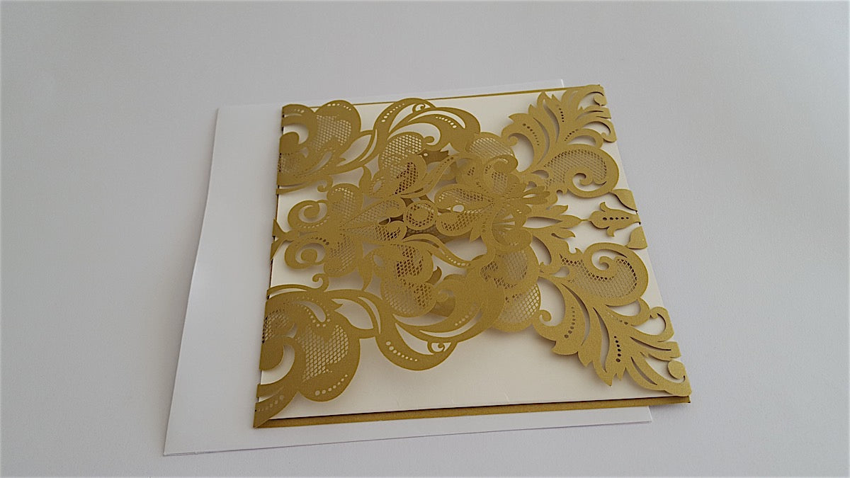 Wedding Invitation - Gold Lace Square