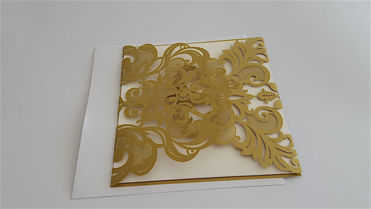 Wedding Invitation - Gold Lace Square