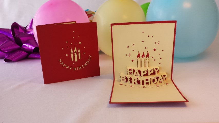 3 Candles with Happy Birthday Word